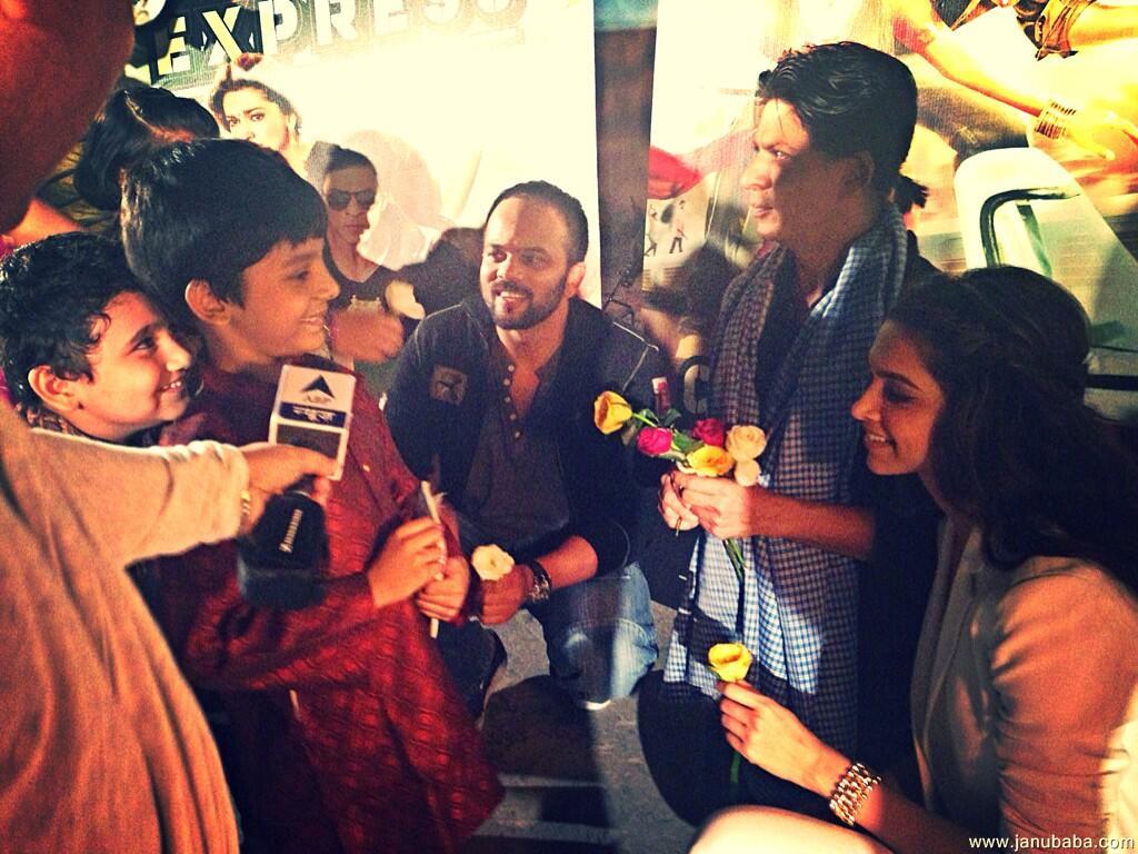 Shahrukh Khan with Deepika Padukone and Rohit Shetty
